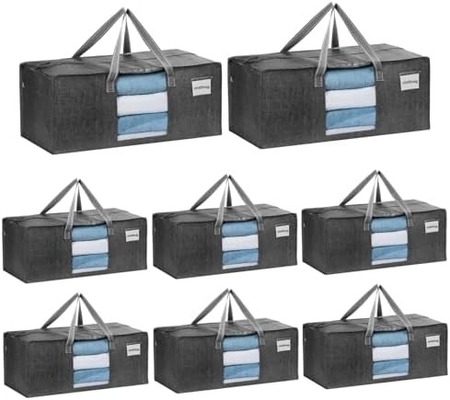 VENO 4 Pakket Verhuizing zakken Plastic opslag koffers Kleding organisatie Grote W deksel / rits Verpakkingsdozen / containers Alternatief.