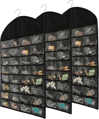 FORAINEAM 3 PACK HANGING JEWELSORGANIZER 32 zakken 18 haakjes en lussen halsketting houder oorbellen armband ring display