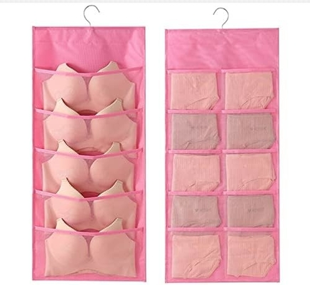 LIREX BRA opslag organisator met 10 zakken, 1 pakket vouwbare ondergoed hangend organisator voor garderobe muur montage BRA HAN