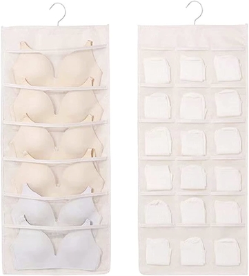 LIREX BRA opslag organisator met 10 zakken, 1 pakket vouwbare ondergoed hangend organisator voor garderobe muur montage BRA HAN