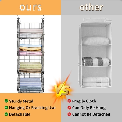 X-COSRACK 4 TIER FOLDABLE CLOSET ORGANIZER, KLOEDEN RELVES MET 5 S HOOKS, WALL MOUNT&amp;CABINET draad opslagmandjes,