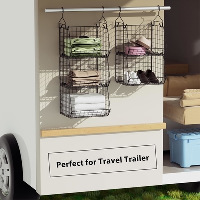 X-COSRACK 4 TIER FOLDABLE CLOSET ORGANIZER, KLOEDEN RELVES MET 5 S HOOKS, WALL MOUNT&amp;CABINET draad opslagmandjes,