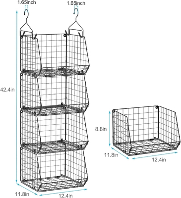 X-COSRACK 4 TIER FOLDABLE CLOSET ORGANIZER, KLOEDEN RELVES MET 5 S HOOKS, WALL MOUNT&amp;CABINET draad opslagmandjes,