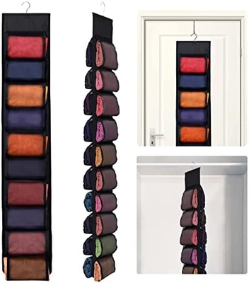 Legging opslag organisator voor kast, hangende kast organisator systeem, grijze kleding kast houder met 20 rol