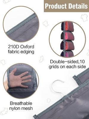 Legging opslag organisator voor kast, hangende kast organisator systeem, grijze kleding kast houder met 20 rol