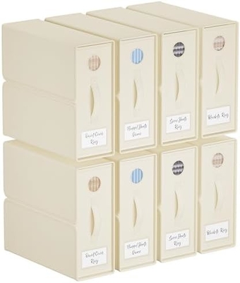 Bordenorganisatoren en opslag, 4-pakket, Queen/King Size (Grijz), Bordenorganisator, Stoffenopslagbakken voor beddengoed,