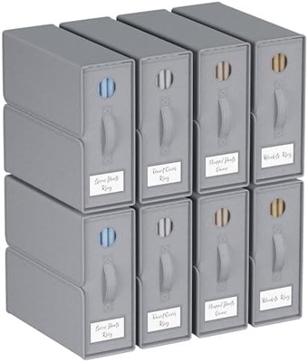 Bordenorganisatoren en opslag, 4-pakket, Queen/King Size (Grijz), Bordenorganisator, Stoffenopslagbakken voor beddengoed,