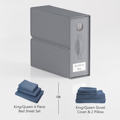 Bordenorganisatoren en opslag, 4-pakket, Queen/King Size (Grijz), Bordenorganisator, Stoffenopslagbakken voor beddengoed,