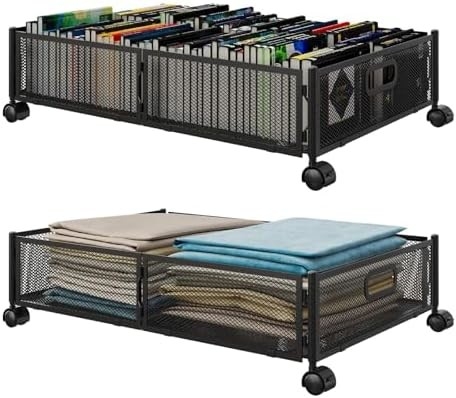 Onderbedopslag met wielen Onderbedopslagcontainers Grote metalen opvouwbare ruimtebesparende onderbed-lacaat schoen