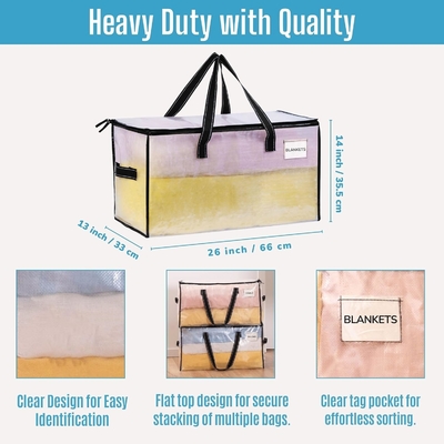 VENO 6 Pack verhuizing zakken, Comforter en deken opslagzakken voor kast, verhuizing dozen, dozen met deksels alternatief,