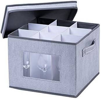 VENO 2 Pakket wijn glas opslagdoos met deksel en handvaten, glaswaren, China organisator, geweldig voor het verplaatsen, transport.