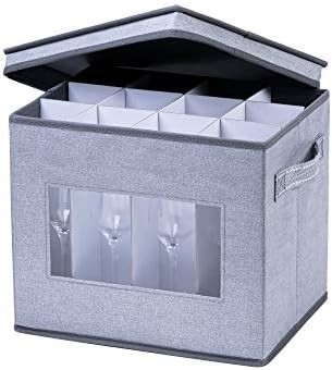VENO 2 Pakket wijn glas opslagdoos met deksel en handvaten, glaswaren, China organisator, geweldig voor het verplaatsen, transport.