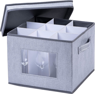 VENO 2 Pakket wijn glas opslagdoos met deksel en handvaten, glaswaren, China organisator, geweldig voor het verplaatsen, transport.