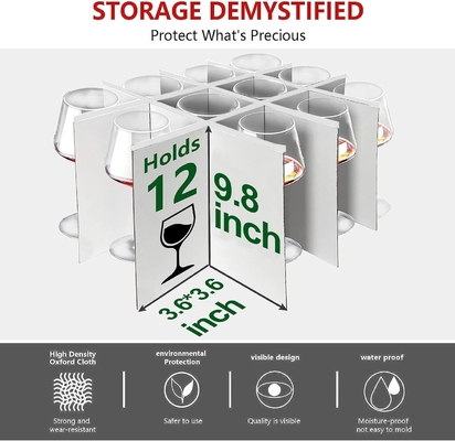 HOMYFORT WIN GLAAS STEMWARE opslagzakken, CHINA opslagcontainers doos met verdelers harde schelp voor 12 kristal glas