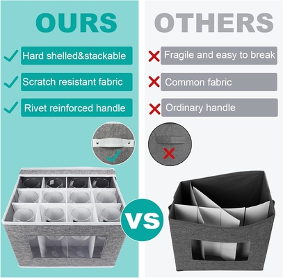 HOMYFORT WIN GLAAS STEMWARE opslagzakken, CHINA opslagcontainers doos met verdelers harde schelp voor 12 kristal glas