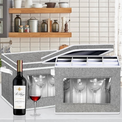 HOMYFORT WIN GLAAS STEMWARE opslagzakken, CHINA opslagcontainers doos met verdelers harde schelp voor 12 kristal glas