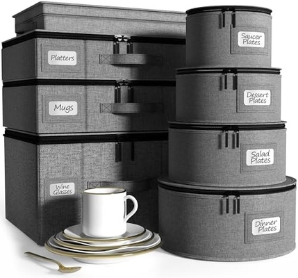 Sorbus China Storage Containers Hard Shell - Glass &amp; Dish Storage Containers voor transport, verplaatsing,