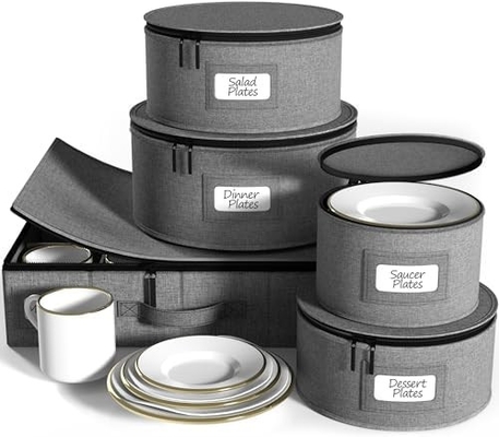 Sorbus China Storage Containers Hard Shell - Glass &amp; Dish Storage Containers voor transport, verplaatsing,