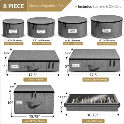 Sorbus China Storage Containers Hard Shell - Glass &amp; Dish Storage Containers voor transport, verplaatsing,