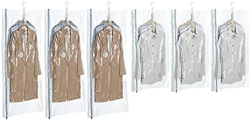 TAILI Hangende vacuümzakken ruimtebesparende zakken, set van 4 (2 lang, 2 kort), heldere vacuümverzegelzakken voor kleding