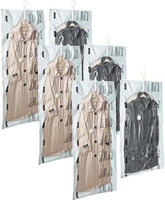 TAILI Hangende vacuümzakken ruimtebesparende zakken, set van 4 (2 lang, 2 kort), heldere vacuümverzegelzakken voor kleding