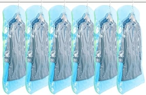 TAILI Hangende vacuümzakken ruimtebesparende zakken, set van 4 (2 lang, 2 kort), heldere vacuümverzegelzakken voor kleding