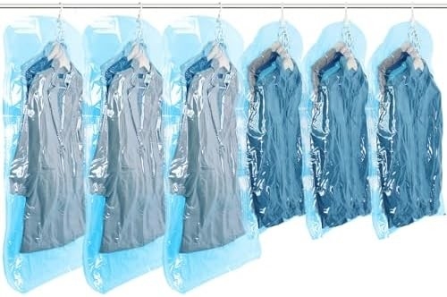 TAILI Hangende vacuümzakken ruimtebesparende zakken, set van 4 (2 lang, 2 kort), heldere vacuümverzegelzakken voor kleding