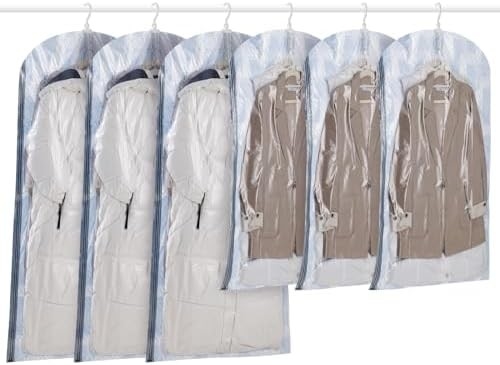 TAILI Hangende vacuümzakken ruimtebesparende zakken, set van 4 (2 lang, 2 kort), heldere vacuümverzegelzakken voor kleding