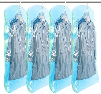 TAILI Hangende vacuümzakken ruimtebesparende zakken, set van 4 (2 lang, 2 kort), heldere vacuümverzegelzakken voor kleding