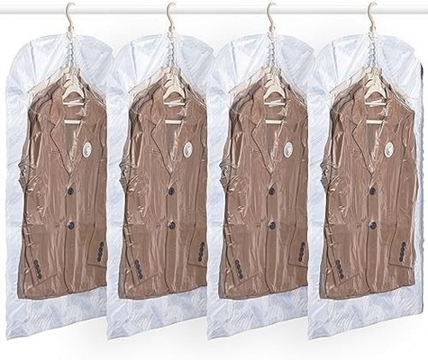 TAILI Hangende vacuümzakken ruimtebesparende zakken, set van 4 (2 lang, 2 kort), heldere vacuümverzegelzakken voor kleding