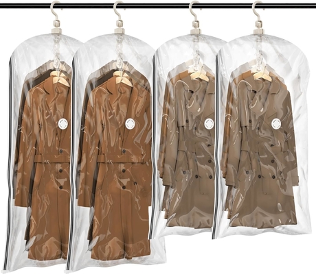 TAILI Hangende vacuümzakken ruimtebesparende zakken, set van 4 (2 lang, 2 kort), heldere vacuümverzegelzakken voor kleding