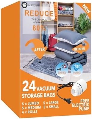 12 VACUUM opslagzakken (3 X JUMBO, 3 X GROOT, 3 X MEDIUM, 3 X KLEIN)