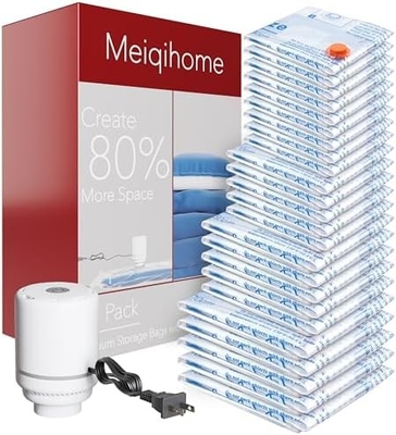8 VACUUM-VERZUIMINGSZAKKEN met elektrische luchtpomp, 2 JUMBO, 2 GROTE, 2 MIDDELE, 2 KLEINE ZAKKEN