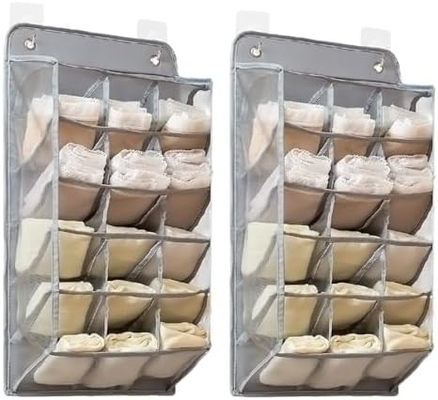 3D Nieuwe duurzame kast hangende organisator met 3D mesh zakken, muur plank garderobe hangende opslagzak (BEIGE-2PACK)