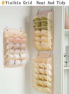 3D Nieuwe duurzame kast hangende organisator met 3D mesh zakken, muur plank garderobe hangende opslagzak (BEIGE-2PACK)
