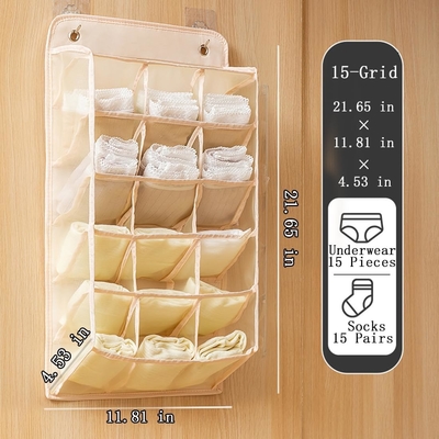 3D Nieuwe duurzame kast hangende organisator met 3D mesh zakken, muur plank garderobe hangende opslagzak (BEIGE-2PACK)