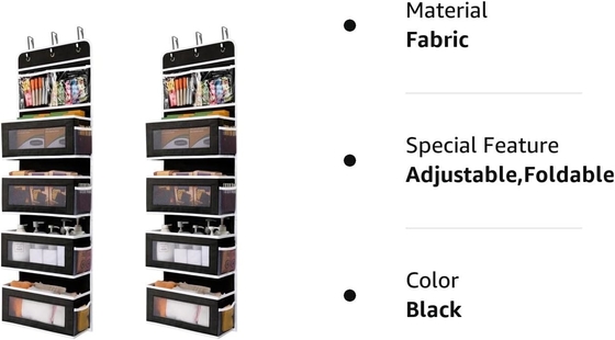 JARLINK 2 Pack 5-Rack Over Door Hanging Organizer, Opvouwbare Wandmontage 4 Big Pocket Grote capaciteit opslag met PVC