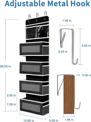 JARLINK 2 Pack 5-Rack Over Door Hanging Organizer, Opvouwbare Wandmontage 4 Big Pocket Grote capaciteit opslag met PVC