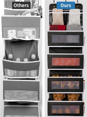 JARLINK 2 Pack 5-Rack Over Door Hanging Organizer, Opvouwbare Wandmontage 4 Big Pocket Grote capaciteit opslag met PVC