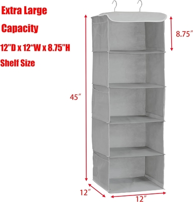 Eenvoudige huishoudelijke apparatuur 5 HANGENDE HALSEN KLOEDER ORGANIZER, GRIJ