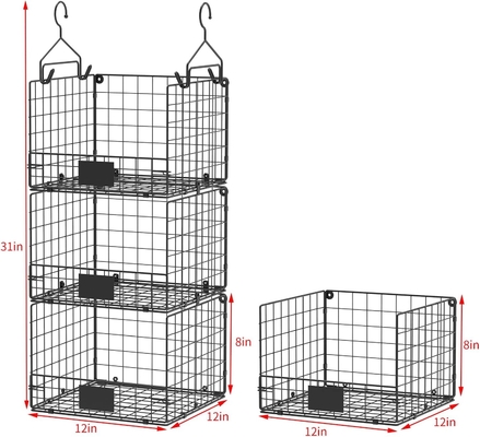 Sonyabecca 3-tier hangende kast organisator met naamplaat, kleding hangende planken 5 S haakjes, muur montage &amp; kast