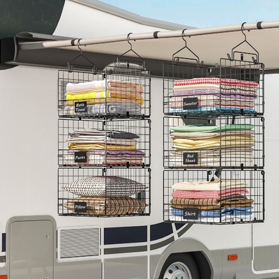 Sonyabecca 3-tier hangende kast organisator met naamplaat, kleding hangende planken 5 S haakjes, muur montage &amp; kast