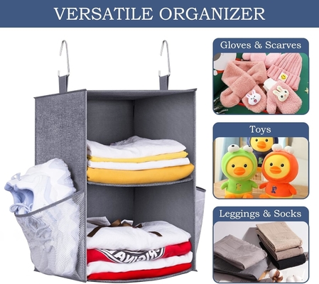 KEETDY 2-Rack kleine hangende kast organisatoren en opslag met 2 grote schoenenzakken hangende planken organisator voor