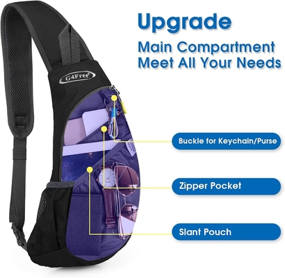 G4Free Sling Bags Mannen en vrouwen Schouderrugzak Kleine kruislichaam Borst Sling Rugzak (Zwart)
