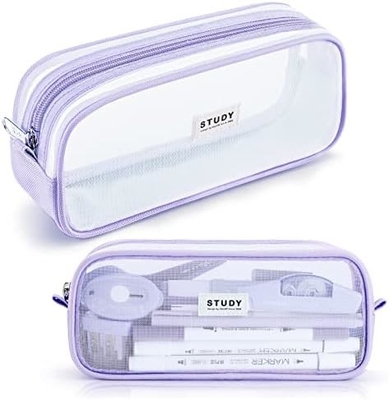 Kalidi Grid Mesh Potlooddoos Grote capaciteit Potlooddoos Grote potloodzak met rits Eenvoudige briefzak Esthetische pen