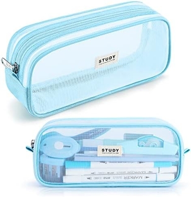 Kalidi Grid Mesh Potlooddoos Grote capaciteit Potlooddoos Grote potloodzak met rits Eenvoudige briefzak Esthetische pen