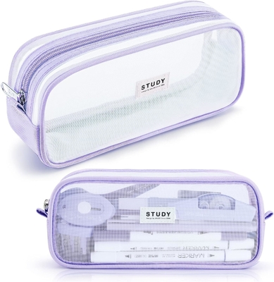Kalidi Grid Mesh Potlooddoos Grote capaciteit Potlooddoos Grote potloodzak met rits Eenvoudige briefzak Esthetische pen