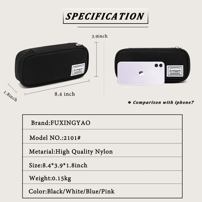 FUXINGYAO potloodkas, multi-slot potloodzak, draagbare potloodtas, penkas voor kantoor ((Zwart)