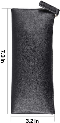 MROCO potlooddoos Potloodzak Zwarte potloodzak PU Lederaamdoos Kleine ritszak voor potloden, pennen, markers, Makeu