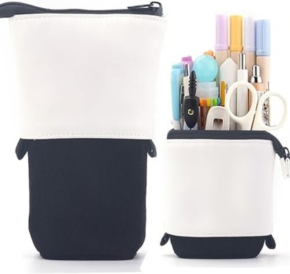 Telescopische potloodtas penhouder pen papierwerk koffer, PU Corduroy Stand-up retractable Transformer Bag kleurrijke organisator,